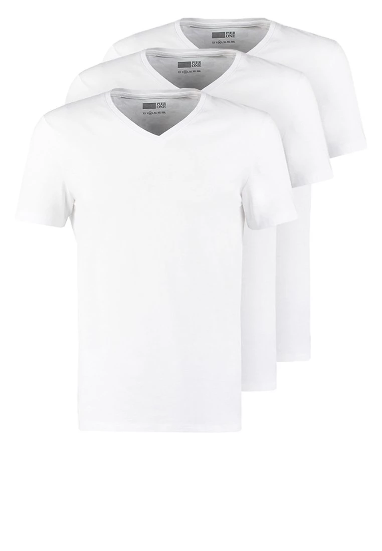 Pier One 3 PACK - T-shirt basique qualité absolue t-shirts & polos col en v homme 3 Pier One 3 PACK - T-shirt basique qualité absolue t-shirts & polos col en v homme